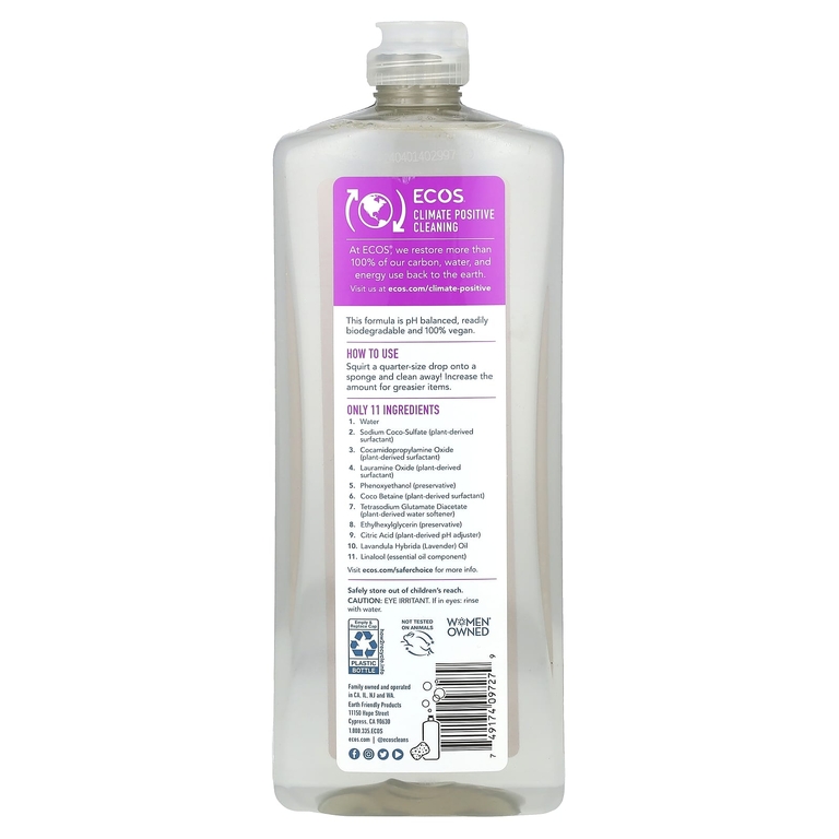 Earth Friendly Products, средство для мытья посуды на растительной основе, лаванда, 739 мл (25 жидк. унций)