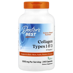 Doctor's Best, коллаген типов 1 и 3 с витамином C, 240 капсул