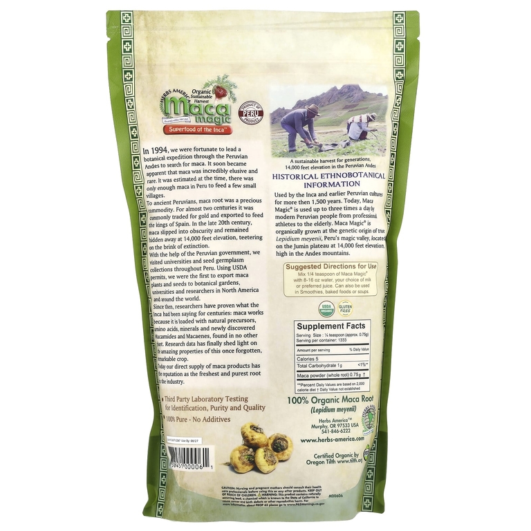 Maca Magic, полностью чистый органический порошок из корня маки, 1000 г (2,2 фунта)