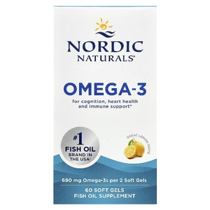 Nordic Naturals, омега-3, со вкусом лимона, 690 мг, 60 капсул (345 мг в 1 капсуле)