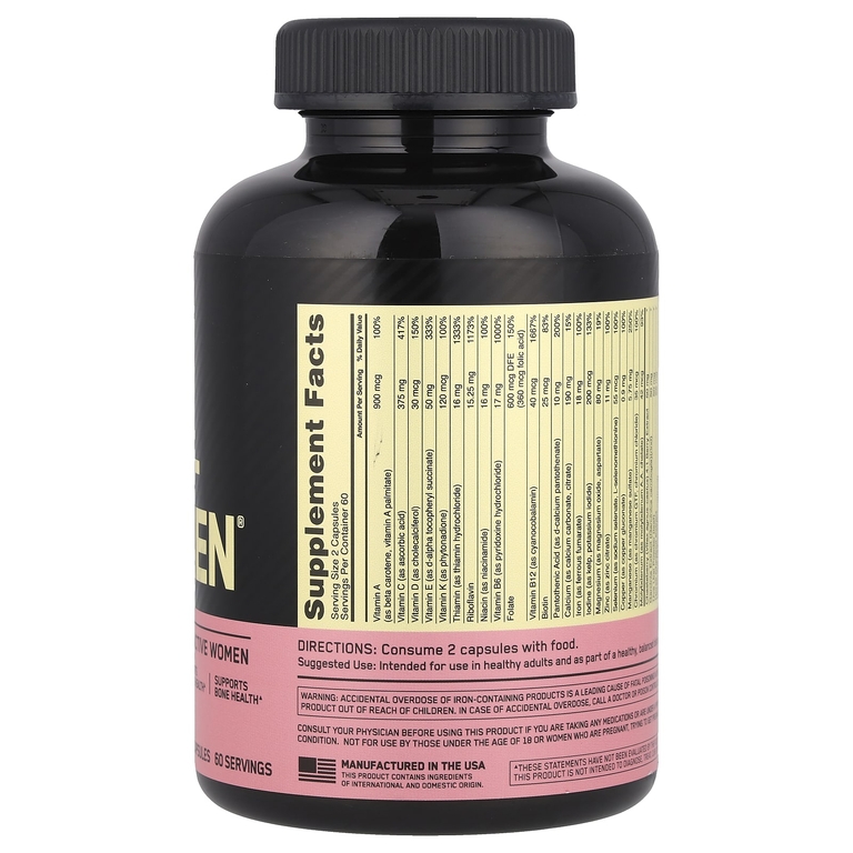 Optimum Nutrition, мультивитаминная добавка для активных женщин, 120 капсул
