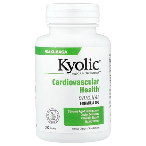 Kyolic, экстракт чеснока для здоровья сердечно-сосудистой системы, формула 100, 200 таблеток (300 мг в 1 таблетке)