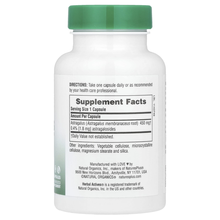 NaturesPlus, астрагал, 450 мг, 60 капсул