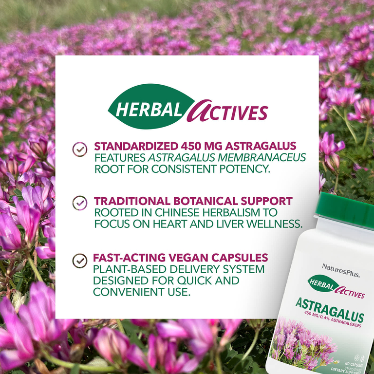 NaturesPlus, астрагал, 450 мг, 60 капсул