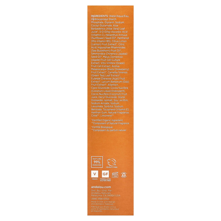 Andalou Naturals, очищающий крем-молочко с витамином C, с лимоном Мейера, улучшение цвета лица, 178 мл (6 жидк. унций)