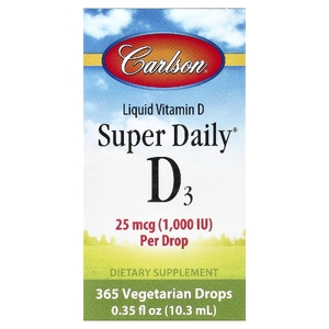 Carlson, витамин D3, 25 мкг (1000 МЕ), 10,3 мл (0,35 жидк. унции)