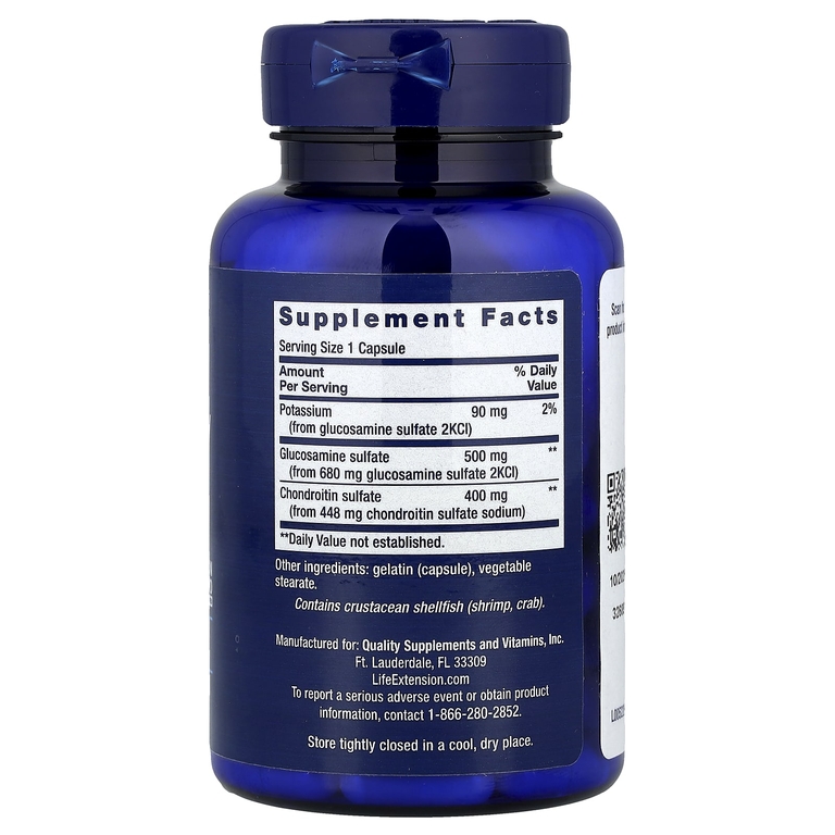Life Extension, капсулы с глюкозамином и хондроитином, 90 капсул