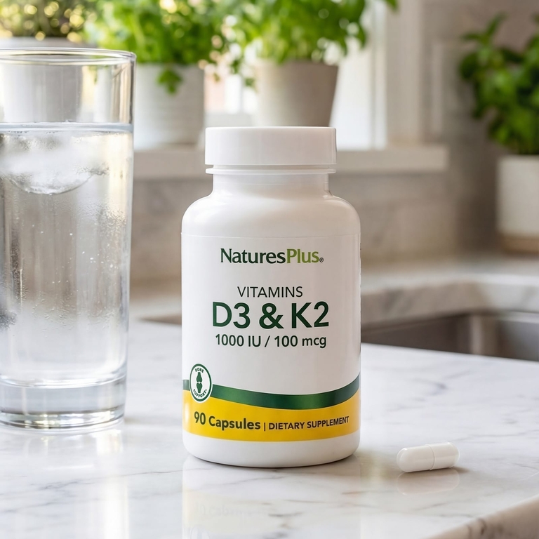 NaturesPlus, витамины D3 и К2, 90 капсул