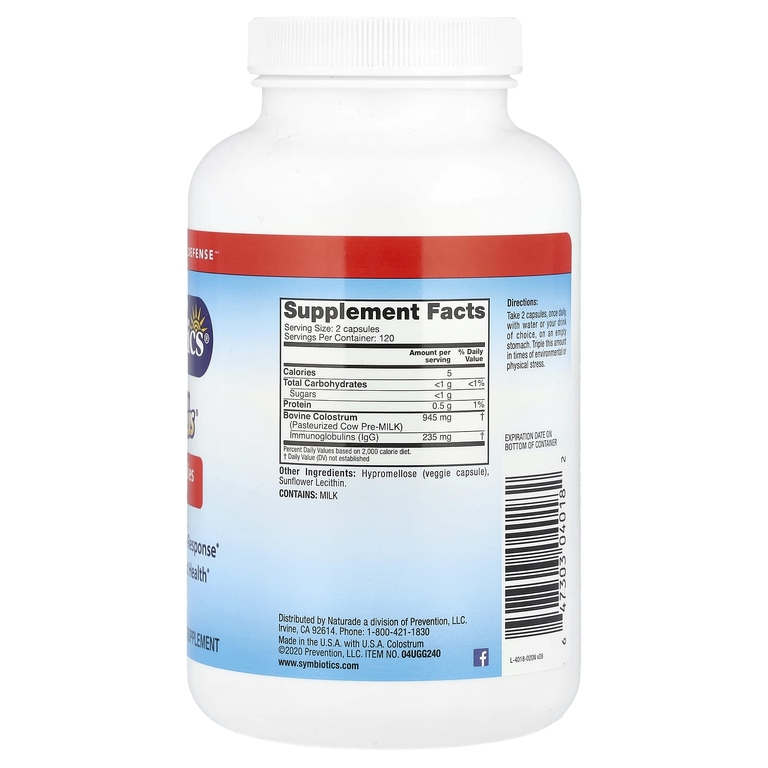 Symbiotics, молозиво, 240 вегетарианских капсул