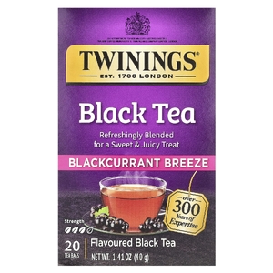 Twinings, Ароматизированный черный чай, черная смородина, 20 чайных пакетиков, 40 г (1,41 унции)