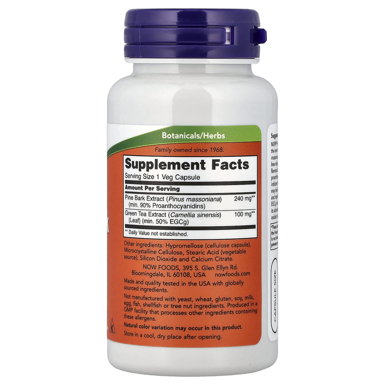 NOW Foods, экстракт сосновой коры, 240 мг, 90 растительных капсул
