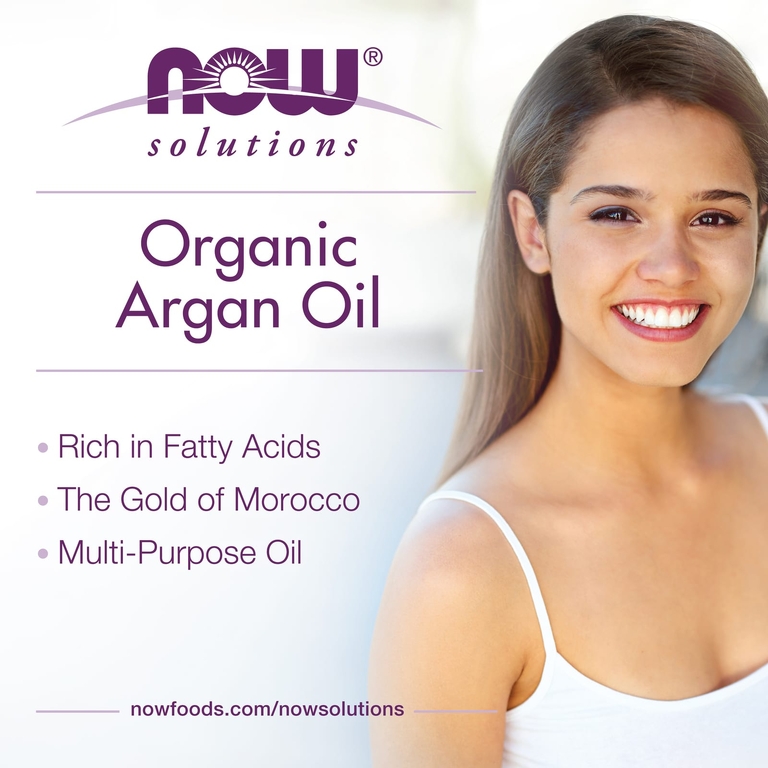 NOW Foods, Solutions, сертифицированное на 100% чистое органическое аргановое масло, 59 мл (2 жидк. унции)