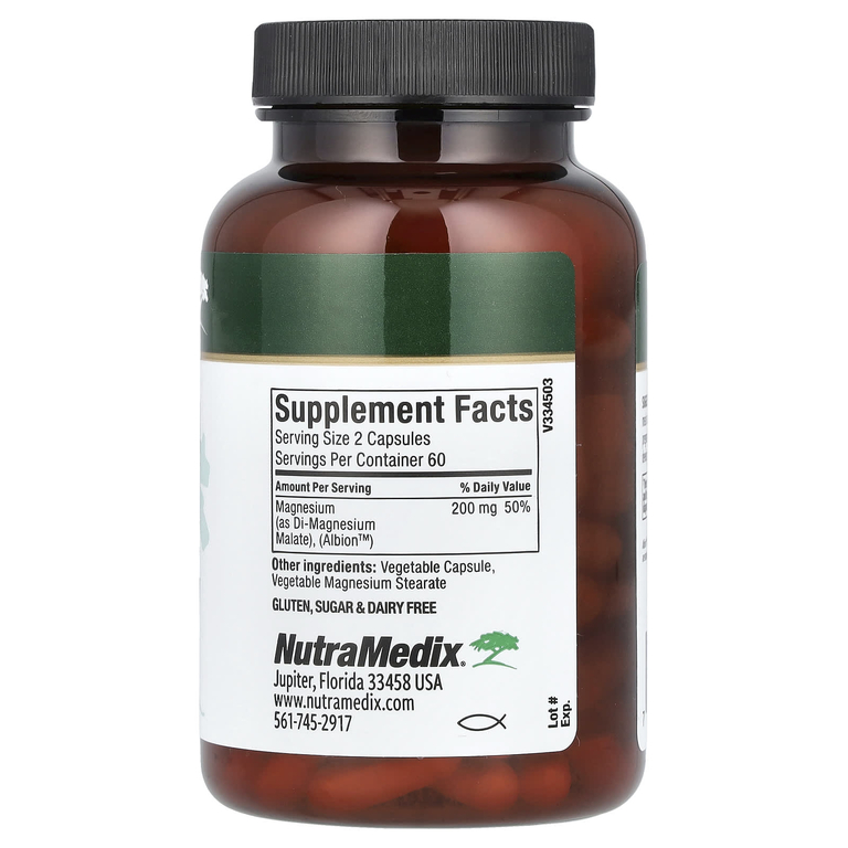 NutraMedix, малат магния, 120 растительных капсул (100 мг в 1 капсуле)