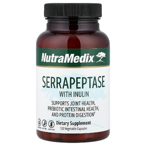 NutraMedix, Серрапептаза с инулином, 120 растительных капсул (500 мг на капсулу)