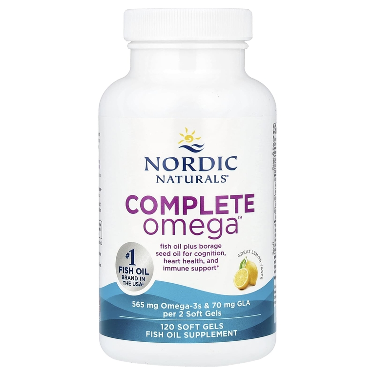 Nordic Naturals, омега-3 из рыбьего жира с гамма-линоленовой кислотой омега-6 из масла семян бурачника, со вкусом лимона, 120 желатиновых капсул