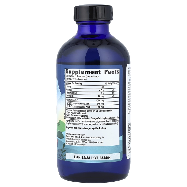 Nordic Naturals, масло печени арктической трески, со вкусом лимона, 237 мл (8 жидких унций)