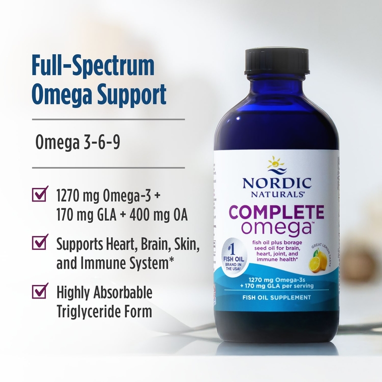 Nordic Naturals, омега-3 из рыбьего жира с гамма-линоленовой кислотой омега-6 из масла семян бурачника, с лимонным вкусом, 237 мл (8 жидких унций)