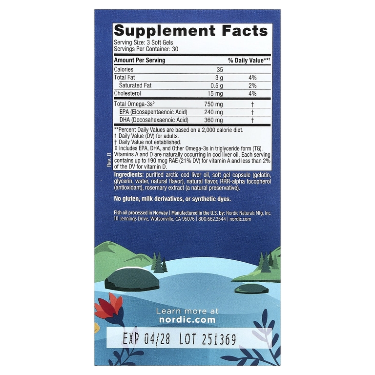 Nordic Naturals, масло печени арктической трески, вкус лимон, 90 желатиновых капсул