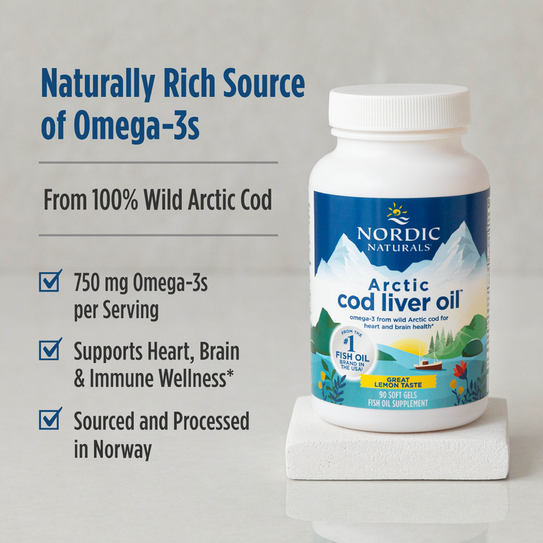 Nordic Naturals, масло печени арктической трески, вкус лимон, 90 желатиновых капсул