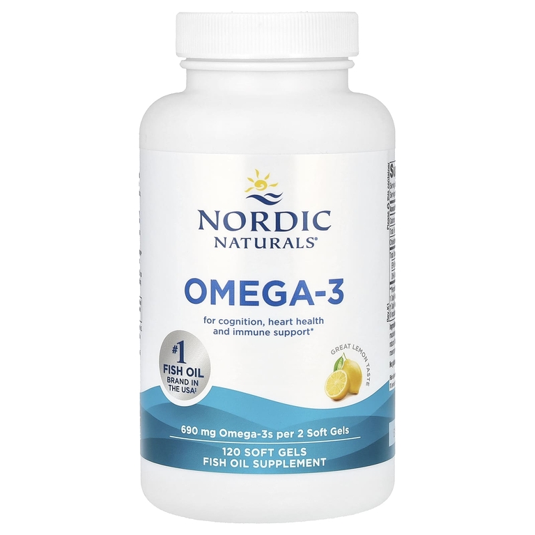 Nordic Naturals, омега-3, со вкусом лимона, 120 капсул (345 мг в 1 капсуле)
