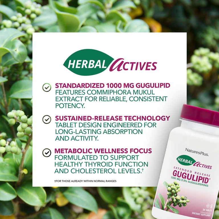 NaturesPlus, гуггул, с замедленным высвобождением, 30 таблеток