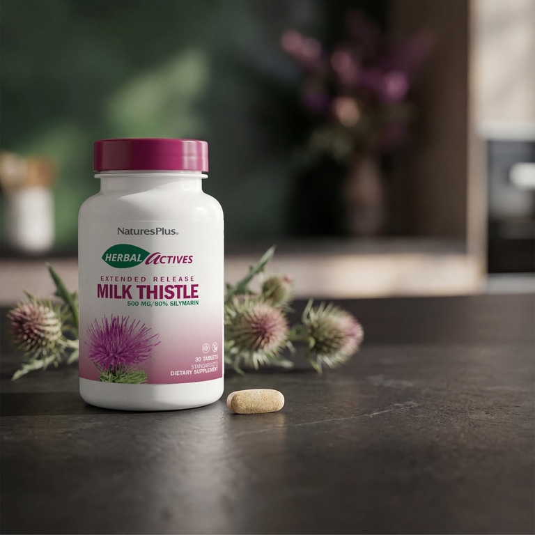 NaturesPlus, расторопша, с замедленным высвобождением, 500 мг, 30 таблеток