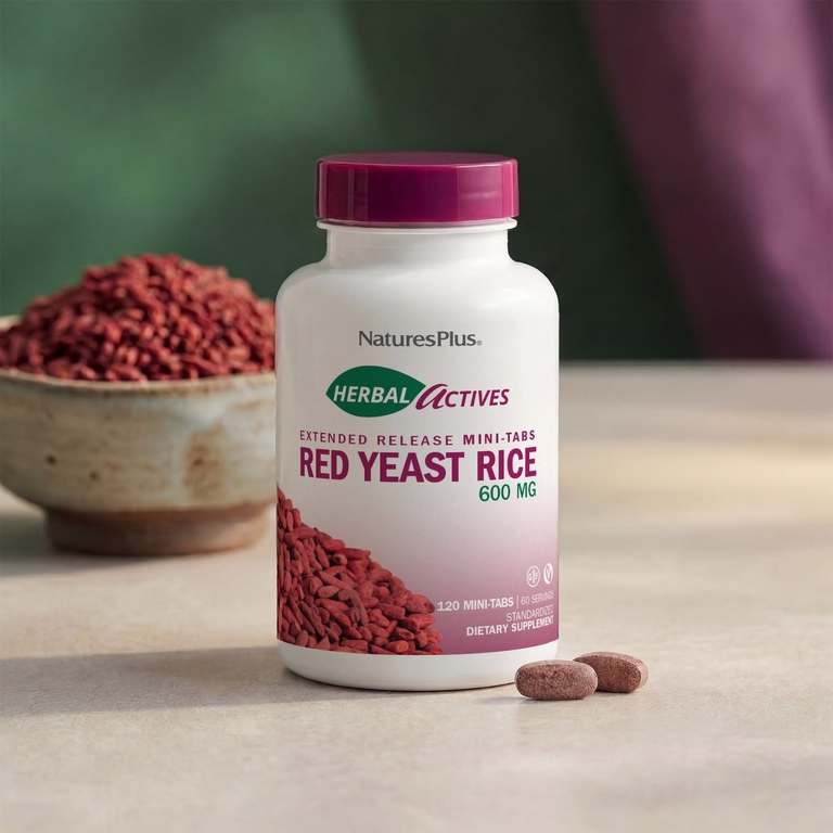 NaturesPlus, красный ферментированный рис, 120 мини-таблеток (300 мг в каждой)