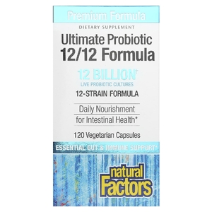 Natural Factors, Формула из 12 штаммов пробиотиков, формула 12/12, 12 млрд КОЕ, 120 вегетарианских капсул