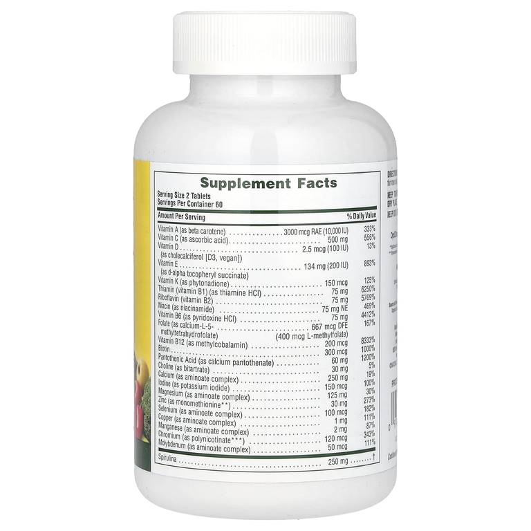 NaturesPlus, не содержащая железа поливитаминная и минеральная добавка с концентратами цельных продуктов для мужчин, 120 таблеток