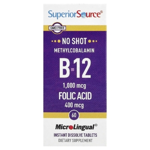 Superior Source, Метилкобаламин B12 и фолиевая кислота, 60 растворимых таблеток MicroLingual®