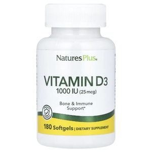 NaturesPlus, витамин D3, 25 мкг (1000 МЕ), 180 капсул