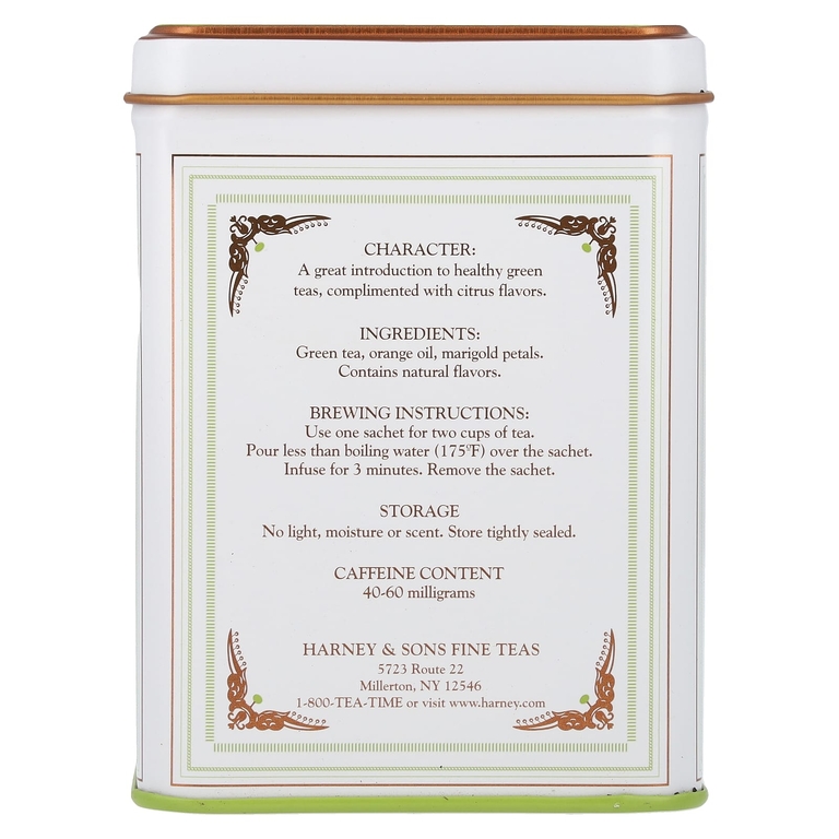 Harney & Sons, зеленый чай, лимонный с бархатцами, 20 пакетиков, 40 г (1,4 унции)