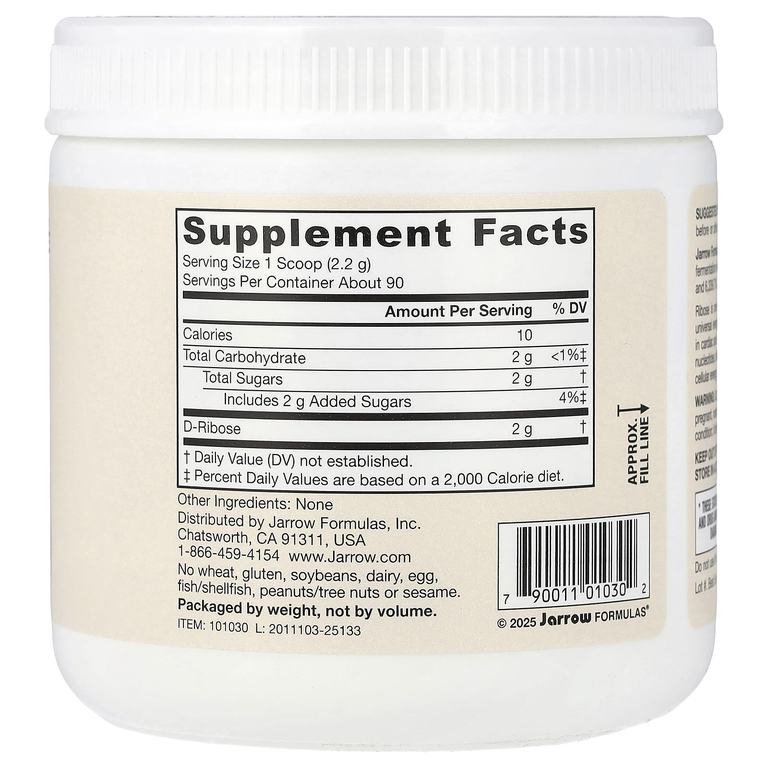 Jarrow Formulas, Веганская D-рибоза, 200 г (7,05 унции)