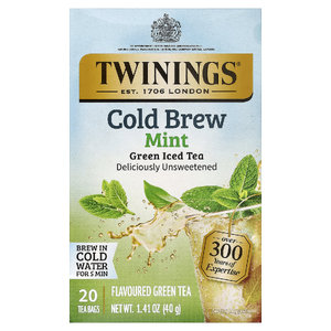 Twinings, холодный холодный чай, зеленый чай, мята, неподслащенный, 20 чайных пакетиков, 40 г (1,41 унции)