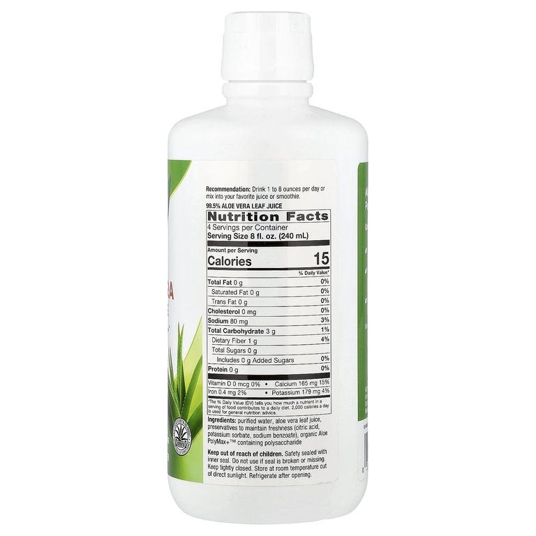 Nature's Way, сок из листьев алоэ вера, без добавок, 1 л (33,8 жидк. унции)