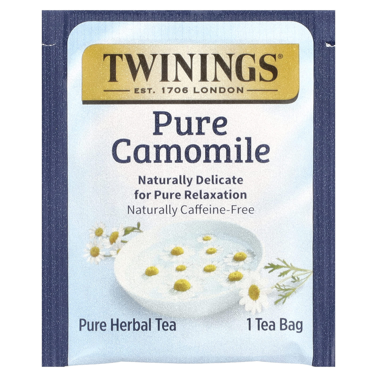Twinings, травяной чай, чистая ромашка, без кофеина, 25 чайных пакетиков, 37 г (1,32 унции)