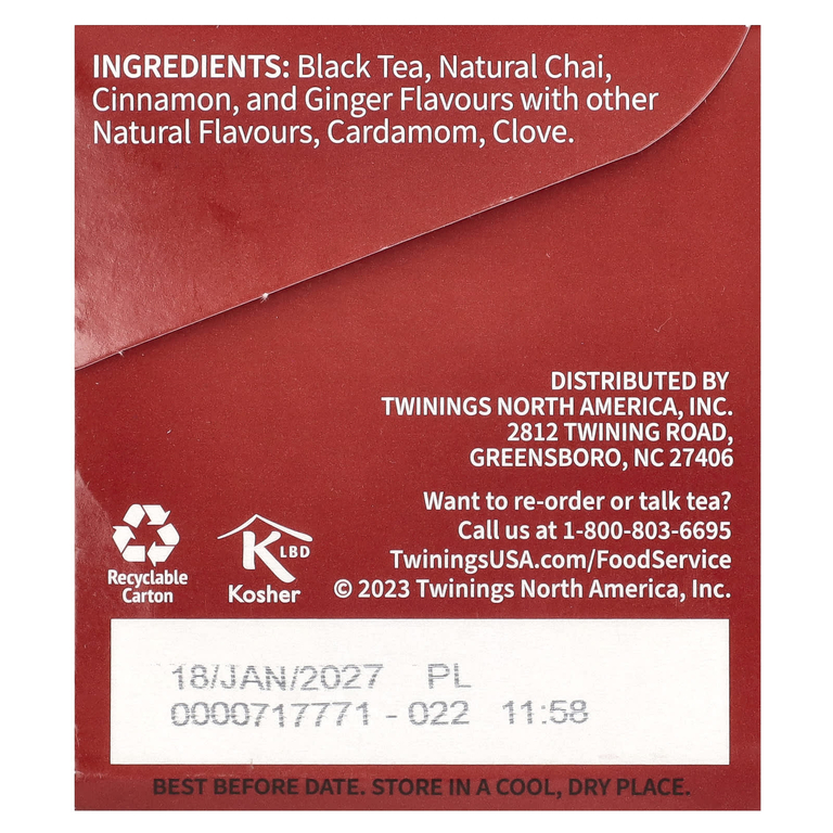 Twinings, Ароматизированный черный чай, чай, 25 чайных пакетиков, 50 г (1,76 унции)