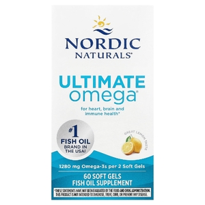 Nordic Naturals, высокоэффективные омега-3 кислоты, со вкусом лимона, 60 желатиновых капсул (640 мг в 1 капсуле)