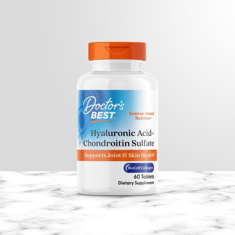 Doctor's Best, гиалуроновая кислота и хондроитинсульфат, 60 вегетарианских капсул