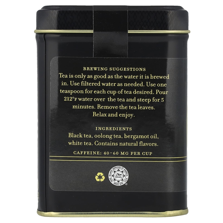 Harney & Sons, Черный чай Эрл Грей с серебристыми верхушечными почками, 4 унции (112 г)