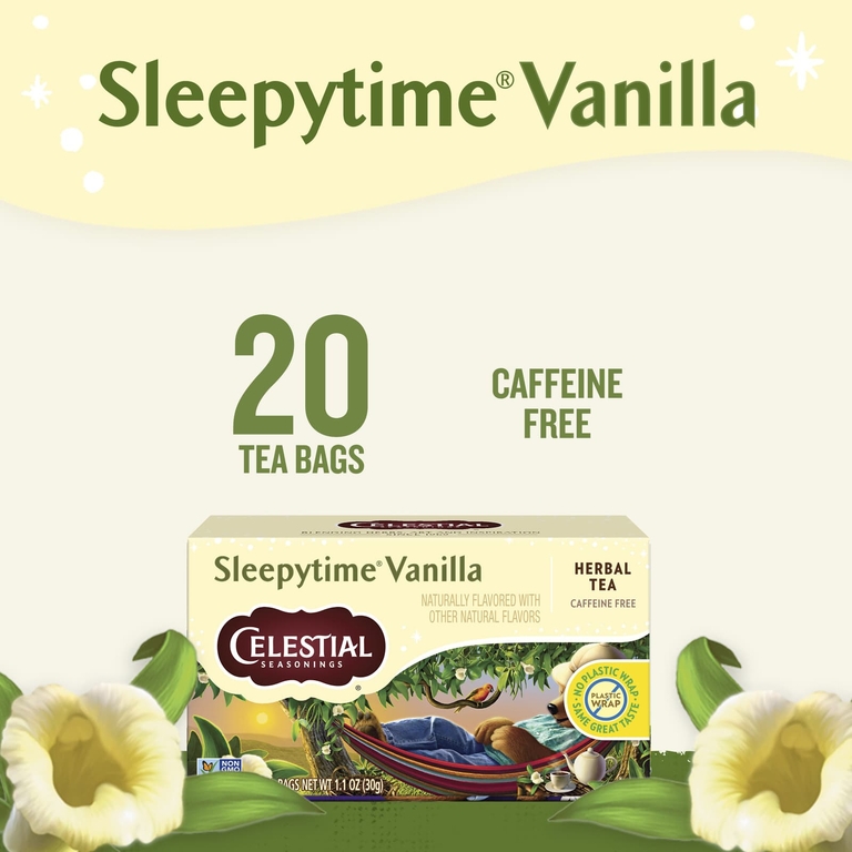 Celestial Seasonings, Травяной чай перед сном, ваниль, без кофеина, 20 пакетиков, 1,0 унции (29 г)