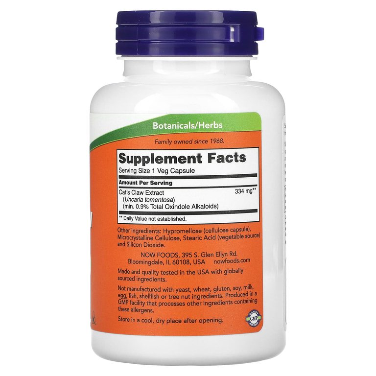 NOW Foods, экстракт кошачьего когтя, 120 растительных капсул (334 мг в 1 капсуле)