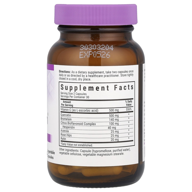 Bluebonnet Nutrition, кверцитин и витамин С, 60 растительных капсул