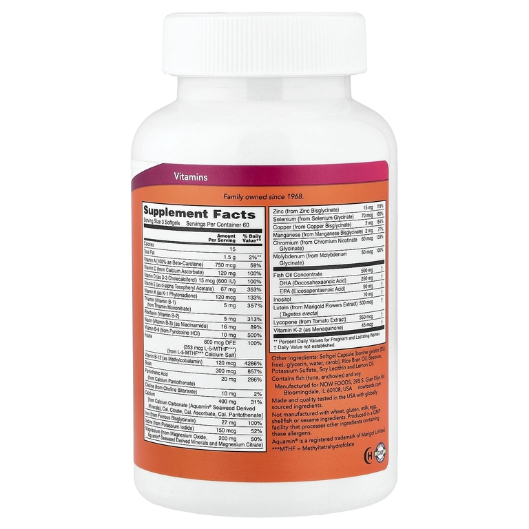 NOW Foods, пренатальные витамины с ДГК, 180 капсул