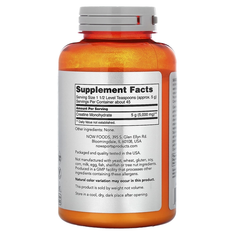 NOW Foods, Спорт, моногидрат креатина, 227 г (8 унций)