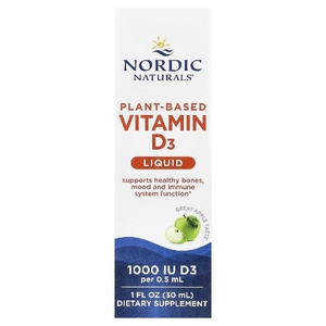 Nordic Naturals, растительный витамин D3, жидкая добавка, со вкусом яблока, 25 мкг (1000 МЕ), 30 мл (1 жидк. унция)