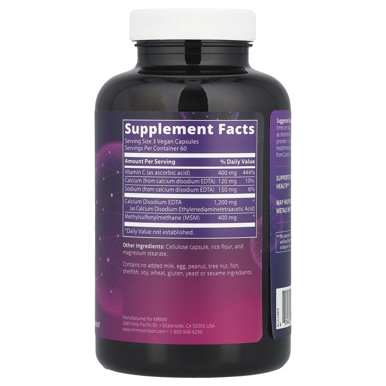 MRM Nutrition, комплекс для поддержки здоровья сердечно-сосудистой системы с этилендиаминтетрауксусной кислотой, 180 веганских капсул