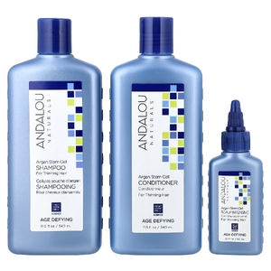 Andalou Naturals, Стволовые клетки аргании, система для редеющих волос, антивозрастная, набор из 3 предметов