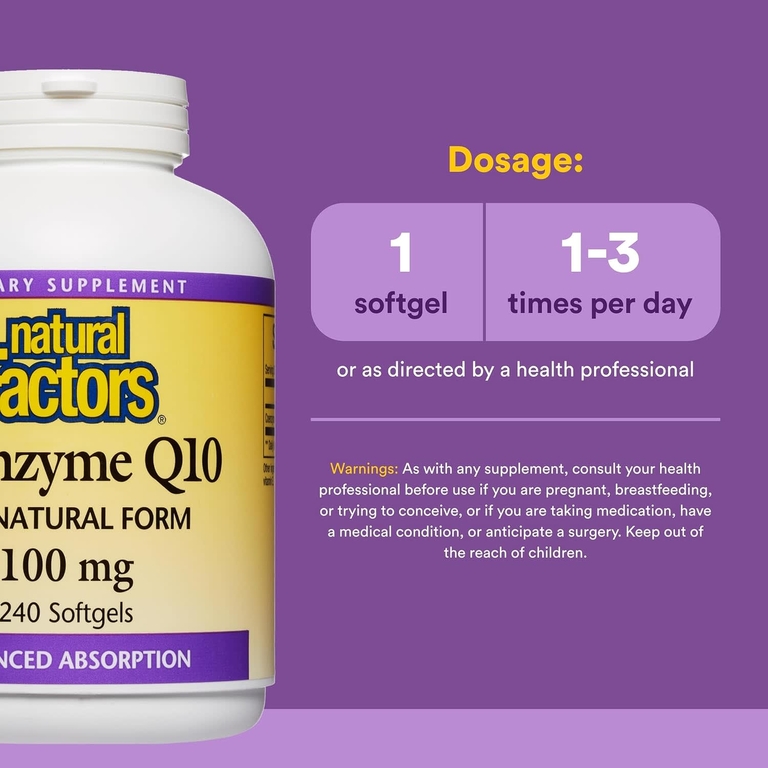 Natural Factors, Кофермент Q10, 100 мг, 240 мягких желатиновых капсул