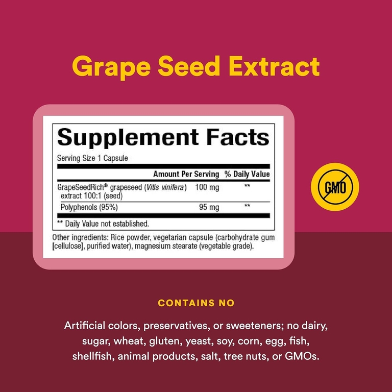 Natural Factors, экстракт виноградных косточек, 100 мг, 120 вегетарианских капсул